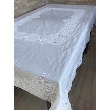 Dantel görünümlü PVC masa örtüsü 120.150 cm beyaz