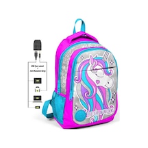 Coral High Pembe Unicorn İlk ve Ortaokul Sırt Çantası USB ve AUX Çıkışlı 23412