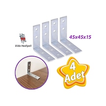 4 Adet Mobilya Eşya Dolap Duvar Sabitleyici Köşe Bağlantı L Demir Gönye Deprem Güvenliği 45x45x15mm