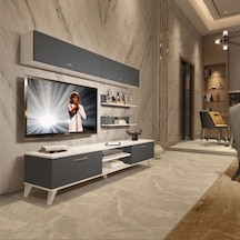 Decoraktiv Eko 5 Mdf Dvd Retro Tv Ünitesi Tv Sehpası Beyaz - Antrasit