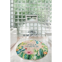 Hello Summer Djt Çap 140 Cm Banyo Halısı, Paspas Çok Renkli