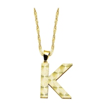 K Harfi 3 Boyutlu Altın Kolye 8KLHZ05