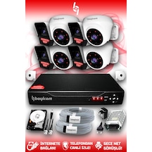 Bayicam 8 Kameralı Süper 4 İç Kamera Set 320 GB 5 MP 2K Net Gece Görüşlü Güvenlik Kamerası Sistemi