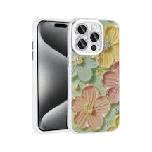 Zore İphone 15 Pro Max Kılıf Çiçek Desenli Parlak Taşlı Sert Silikon Ogaa Garden Kapak - Colorful