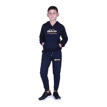 Fyk Kids Kapüşonlu Kanguru Cepli Creative Yazı Baskılı Erkek Çocuk Eşofman Takımı Lacivert