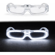 Beyaz - 988 - Led Işıklı Parti Gözlüğü 3 Modlu Glow &amp Gece - Edntrend - Eğlence Gözlüğü