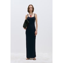 Suud Collection Lacivert Rae Askılı Basic Elbise