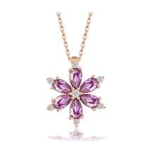 Casera's Gümüş Rose Mor Lotus Çiçeği Kadın Kolye Csr2180987 Gümüş