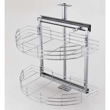 Çağdaş 1/2 Kör Köşe Raylı İkili Döner Sepet Gri