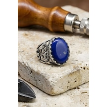 Hünkar Model El İşi Lapis Lazuli Taşlı Gümüş Yüzük 30 Gümüş