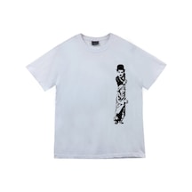 Stoned&Fame Unisex Beyaz Chaplin Baskılı T-shirt Beyaz