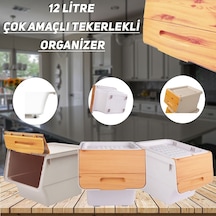 Technow Motek 12 Litre Bambu Desen Tekerlekli Tekli Organizer