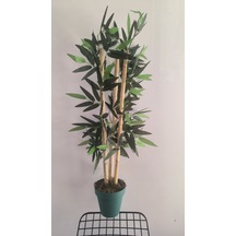 Rüzgar Yapay Çiçekçilik 90 Cm Yeşil Saksıda 3 Lü Bambu Yeşil