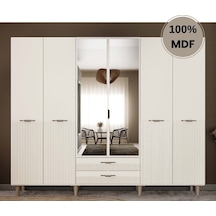 Menekşe 6 Kapak Mdf Ayaklı Tasarım Gardırop Aytaşı