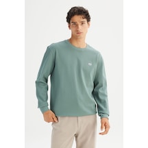 Lee %100 Pamuk Regular Fit Logo Detaylı Erkek Sweatshirt L2520367801 Yeşil