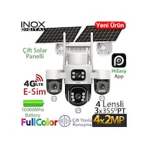 Inox X32 4x2mp 4g Dış Mekan Güneş Enerjili Pt Güvenlik Kamerası - 4 Lensli, İnsan Takibi, Çift Yönlü