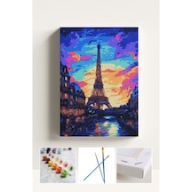 Sayılarla Boyama Seti Numaralı Tuval Fırça Boya Paris Gece 40x50 Cm
