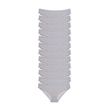 12 Adet Süper Eko Set Likralı Kadın Slip Külot Gri Standart