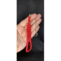 Anemore Collection Çubuk Kehribar Tesbih Kırmızı Renk Küre Kesim T-434