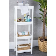Omaş Household Product Beyaz Banyo Rafı, Organizer Raf, Çok Kullanışlı Raf Ünitesi