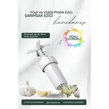 Vidalı Sarımsak Ezici - Çevirmeli Sarımsak Ezeceği Plastik Beyaz