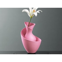 3d Baskı Bold Vazo - Akışkan Formlu Dekoratif Vazo-pembe Diğer
