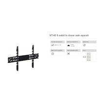 Vontech Vt 42s Tv Askı Aparatı 42-65 İnç Sabit 10x70 Cm