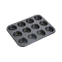 Bay540 Mufin Kalıbı 35x27cm 12 Bölmeli Antrasit