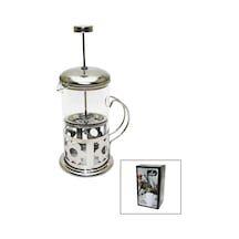 French Press 600ml Cam Bitki Süzgeçi Metal Kafes - Kapak Çok Renkli