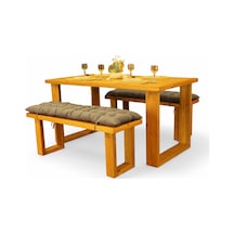 Neiwel Garden Avex Doğal Ahşap Banklı Bahçe Masa Takımı-70-100 Takım Açık Ceviz