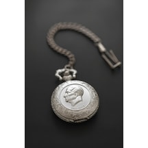 Mustafa Kemal Atatürk'lü Köstekli Cep Saati Gümüş - 48844891 Metalik
