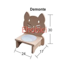 Ahşap Kedi Mama Kabı Tekli Mdf Km-09 Demonte