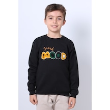 Hçm Erkek Çocuk Şardonlu Sweat Mood Nakış Detaylı Ribanalı E35 Siyah