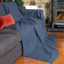 Jakarlı Şönil Koltuk Örtüsü Kanepe Örtüsü Koltuk Şalı 110x175 2 Ad. Kaymaz Gece Mavisi Mavi