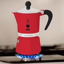 -: 3 Cups Ocak Üstü Espresso Pişirici - 130ml - Kırmızı Renk - Alüminyum Gövde - Patentli Güvenlik Valfi - Tüm Ocak Türleri İçin Uygundur İndüksiyon Hariç