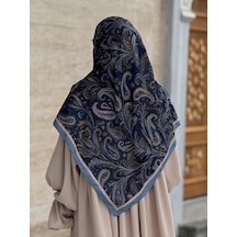 Qalortex Scarf Pamuklu Soft Açelya Desen Eşarp-lacivert