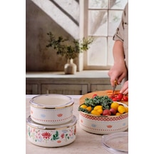 Emsan Nar Emaye Sedef Saklama Kabı Seti Krem