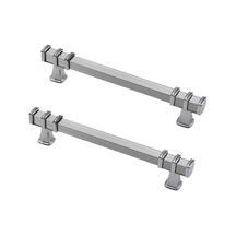 Tahtakale Toptancı Defne Zamak Kulp Kare Çizgili Model Yüzüklü Tepsi Kulpu 12 Cm 2 Adet Gümüş