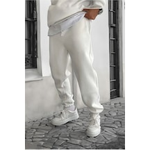 Smile Face Beyaz Jogger Eşofman Altı - Beyaz