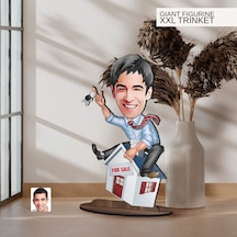 Bk Gift Kişiye Özel Emlakçı Karikatürlü Büyük Boy Ahşap Biblo-1 Arkadaşa Hediye , Sevgiliye Hediye, Kişiye Özel Biblolar