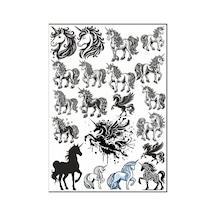 Siyah Beyaz Unicorn Sticker Set