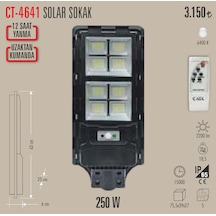 Ct-4641 250w Solar Led Projetör 1 Adet Beyaz Işık