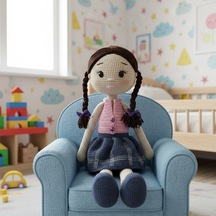 Büyük Amigurumi Bebek Oyun Ve Uyku Arkadaşı Bej - Pembe