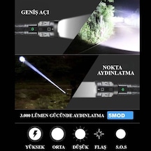 3000 Lümen Güçlü El Feneri Wt-604 Renkli
