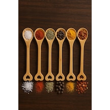 Ahşap Baharat Kaşığı Seti 6 Lı 15 Cm Çok Renkli