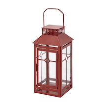 Kırmızı Metal Ve Cam Fener Mumluk 11x11x22 Cm Kırmızı - 938705920 Kırmızı