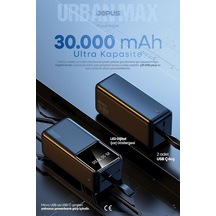 30000mah Powerbank Lcd Ekranlı Taşıma Askılı Güçlü Taşınabilir Şarj Cihazı Siyah, 17500