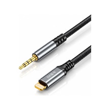 Lightning - 3.5mm Aux Ses Kablosu 1.5 Metre, Trrs 4 Kutuplu Mikrofon Destekli İphone İpad Uyumlu, Kulaklık Hoparlör Araç Ses Adaptörü, Örgülü Altın Kaplama A578e