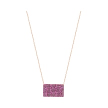 Pembe Taşlı Gümüş Mektup Kolye Rose Gold