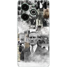 Tecno Pova 6 Pro Uyumlu Mustafa Kemal Atatürk Kolaj Baskılı Silikon Kılıf Renkli